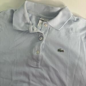 Lacoste Polo Shirt Men 38 (6) Light Blue Solid Logo 100% Cotton Preppy Golf